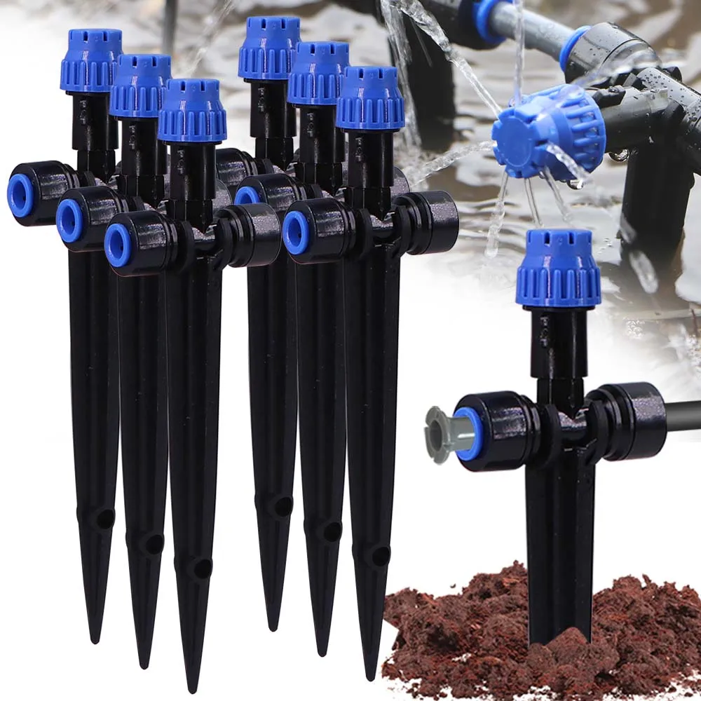 

8-holes Dripper w/ Stake 180° Bend Adjustable Sprinkler Quick Push Slip Lock Sprayer Outdoor Garden Irrigation Watering Fitting