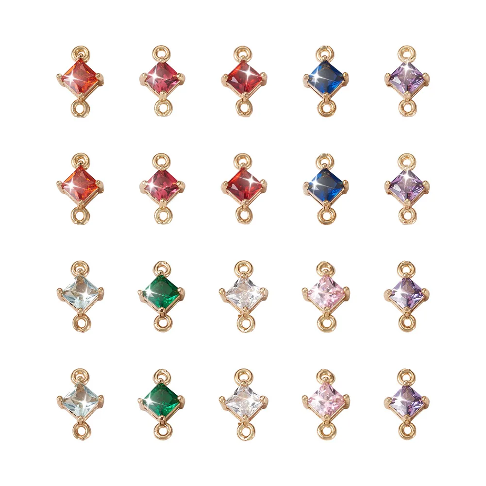 

Pandahall 1 Box Mixed Color Rhombus Brass Cubic Zirconia Glass Link Connector Link Charms For Necklace Bracelet Jewelry Making