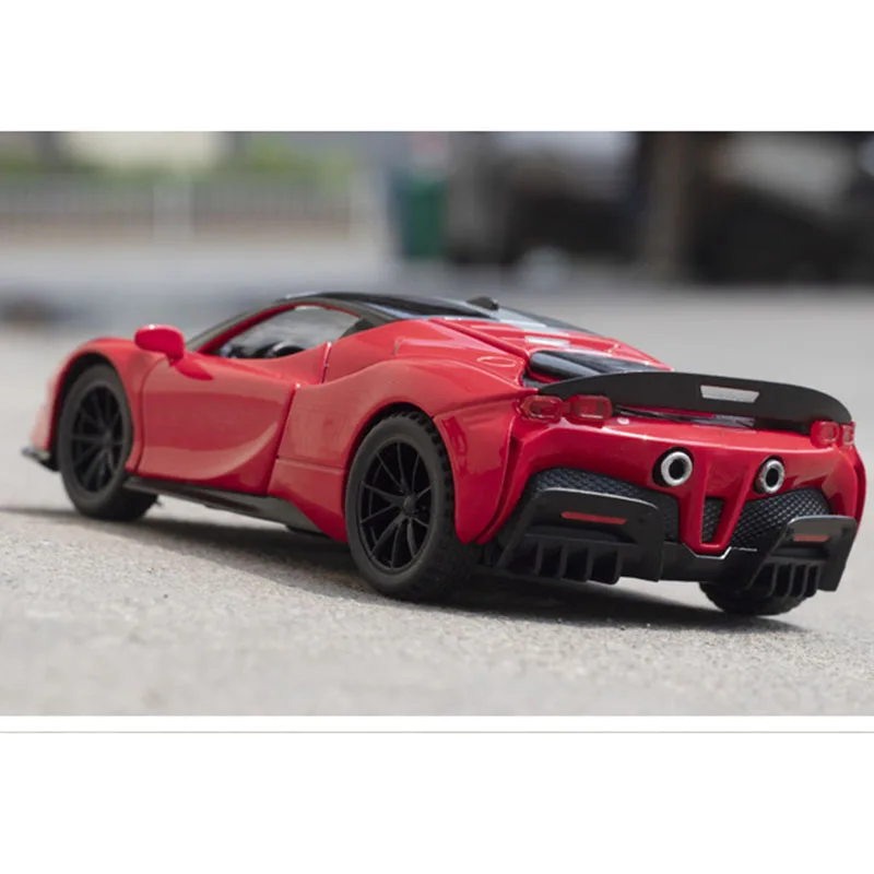 1:32 SF90 Alloy Car Model Diecasts &Toy Vehicles Metal Car Pull Back High Simulation Sound Light Collection Kids