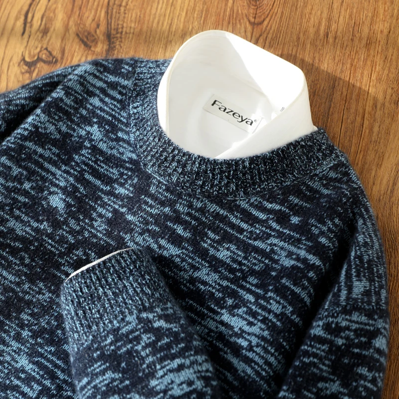 High quality 100% cashmere men's pullover business casual 5-pin knitted thick sweater luxury brand Pull Jumper trendy streetwear