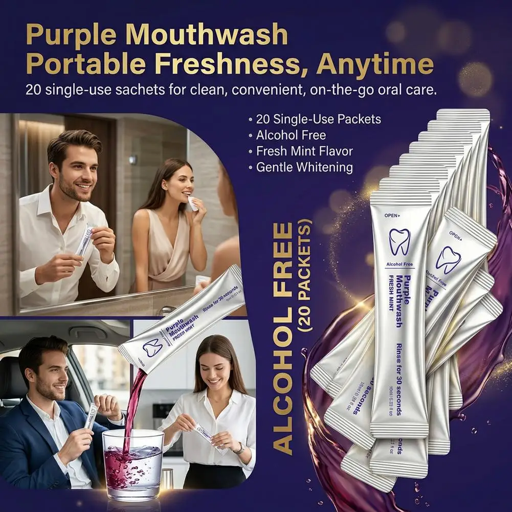Purple Teeth Cleaning Mouthwash Oral Rinse Daily Oral Care Routine Gentle Mouth Hygiene Personal Care Product for Everyday Use