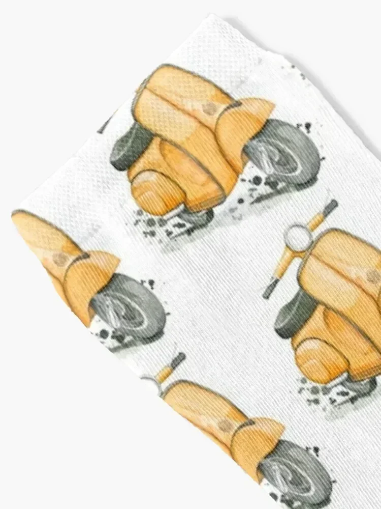 Yellow Classic scooter white background vintage style Socks tennis winter thermal warm winter Christmas Socks Men's Women's