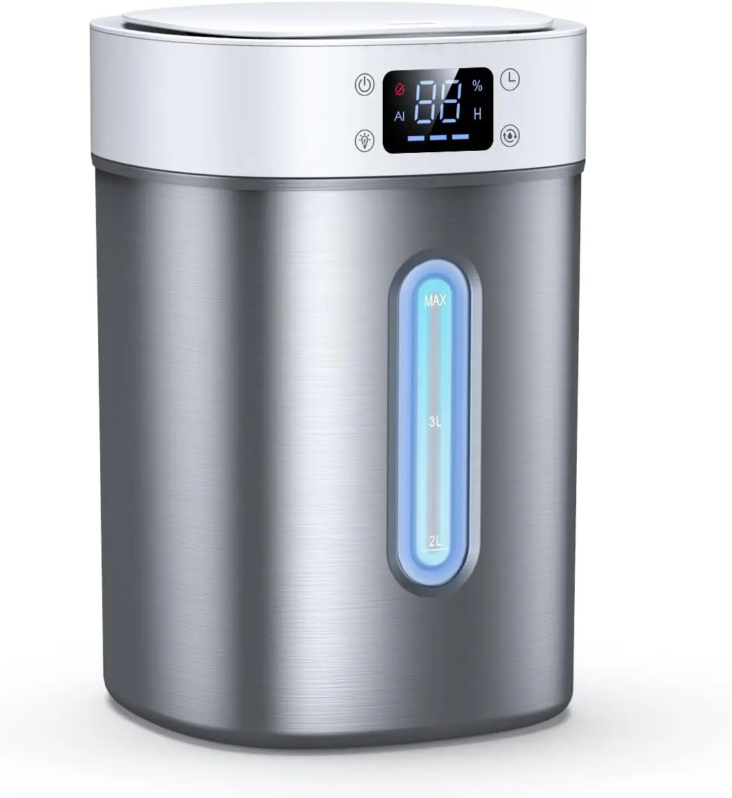 

4L Ultrasonic Cool Humidifier with 304 Stainless Steel Tank, Auto Humidity Control, Night Light, and Timer - For Large Rooms an