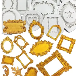 Kinds DIY Mirror Fondant Cake Decorating Tools Frame Cupcake Chocolate Wedding Cake Border Silicone Molds Baking Moulds m306
