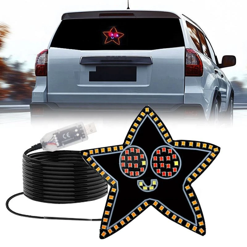 New Hot Seller DIY Car Window Neon Five-pointed Star Aluminum Interior Lighting Modification with USB Port 12V