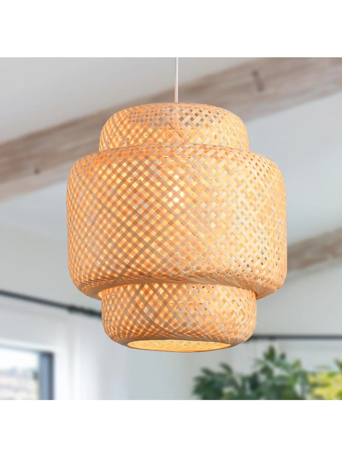 30/40/50cm moderne bamboe hanglamp handgeweven bamboe kunst kroonluchter eetkamer lantaarn kroonluchter slaapkamer eetkamer lamp - afbeelding 2