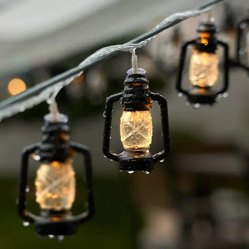 Outdoor Solar String Lights LED IP65 Waterproof Retro kerosene Vintage Christmas Garland Garden Party Decoration Fairy Lamp