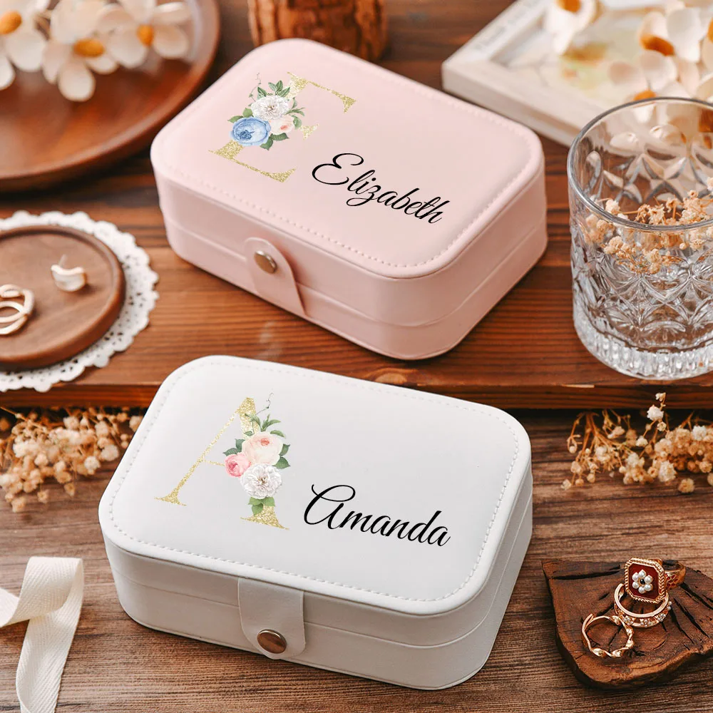 Personalisierte Initiale Schmuckschatulle Reise Schmuck Aufbewahrungsbox Anpassbare Namensschmuckschatulle Geburtstag Weihnachtsgeschenk für Freunde