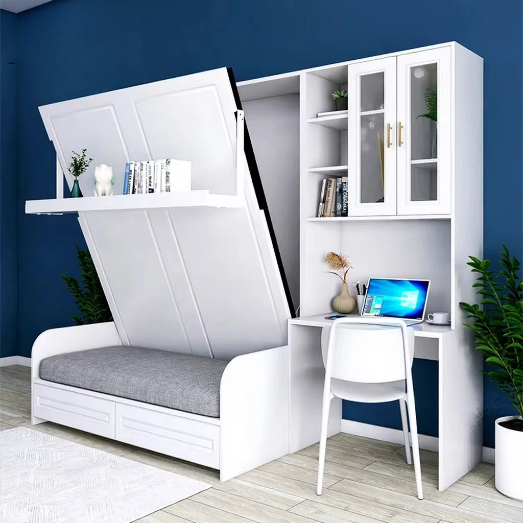hidden Murphy wall bed with sofa invisible folding bed desk wardrobe perfectly solves the problem of small space storage