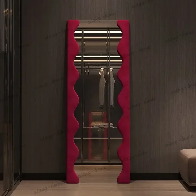 LJYliving room floor to ceiling clothing store full length mirrors big furniture Rose red full length mirror decorative bedroom
