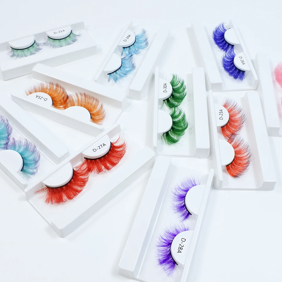 2022 New Arrival 18mm-20mm Faux Mink Lashes Wholesale Bulk 3d False Eyelashes Makeup Color Lashes