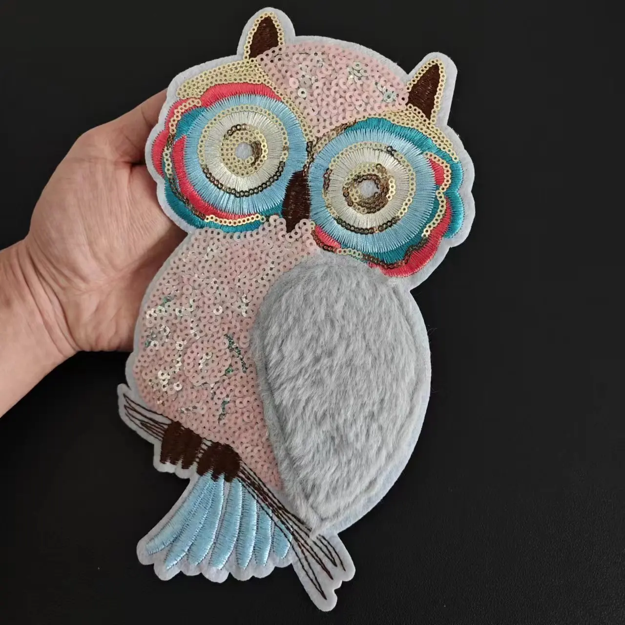 Sparkling Owl Plush Sequin Bird Patch DIY Sew-On Applique for Clothing Decoration Sewing Supplies Adds Glamour to Apparel