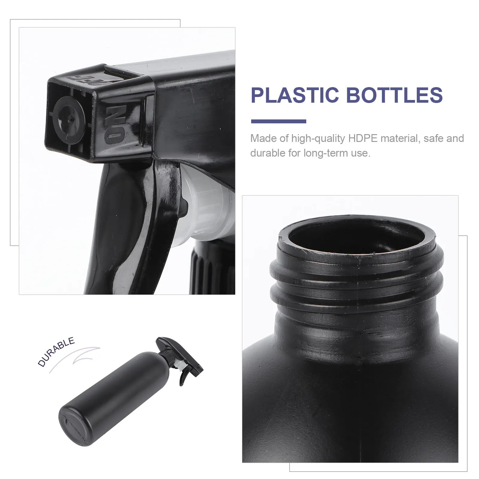 5 قطعة 500 مللي زجاجات رذاذ Hdpe متينة محمولة قابلة لإعادة الملء لوازم السيارات حديقة المنزل أدوات تنظيف المطبخ أسود #1