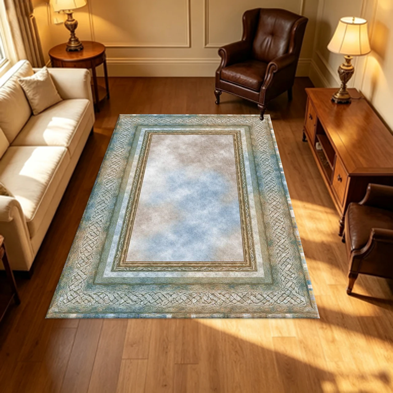 Multi Layer Braided Frame Marble Texture Carpet Flooring Classic Vintage Household Indoor Decor Area Rug