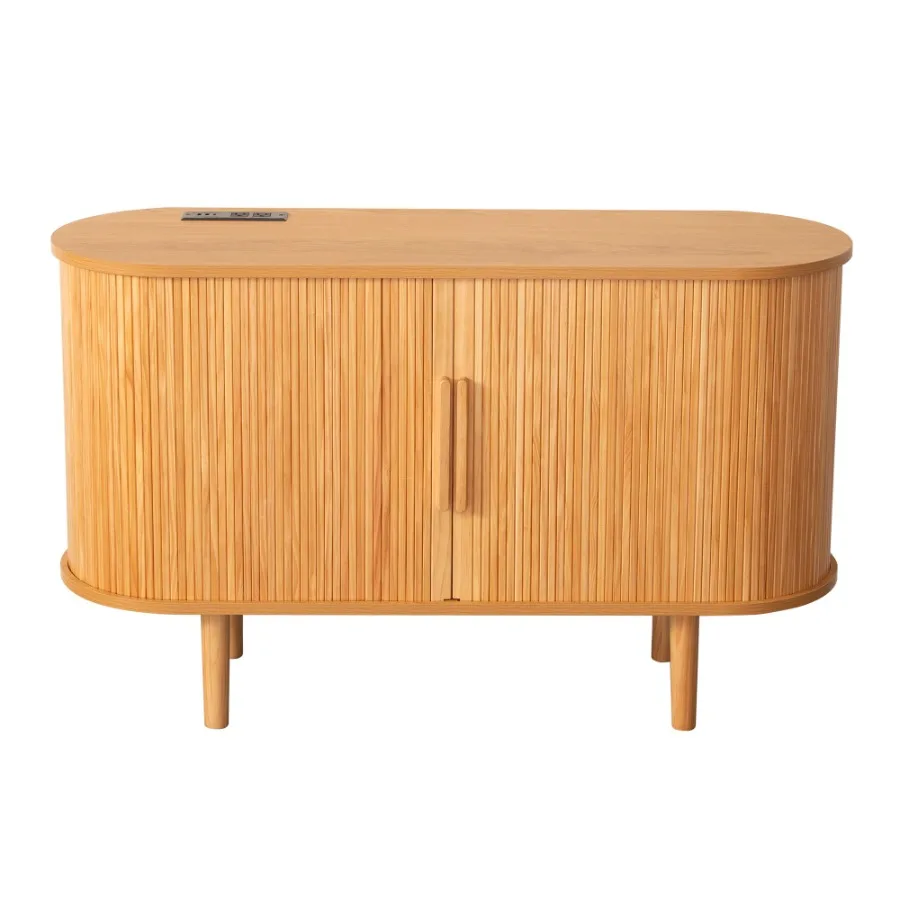 

Fralimk сервант-буфет с местом для хранения, современный рифленый шкаф для хранения для столовой, консольный столик с дверью Tambour для Livi