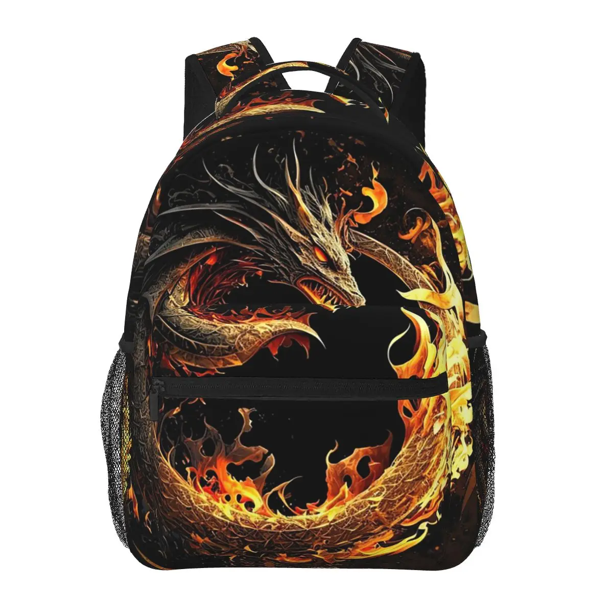 Fire Dragon Design Student Backpack School Bag Hiking Travel Daypack for Boys Girls Fashion Bookbag Shoulder Bags