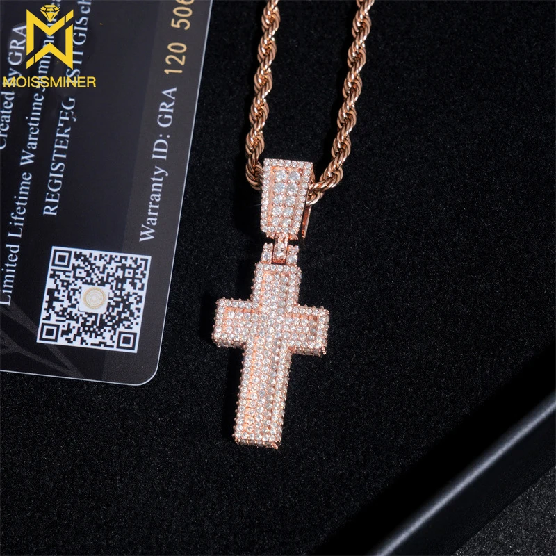 

Full Diamond Cross Pendant VVS Moissanite S925 Silver Iced Out for Men Women Hip Hop Jewelry Pass Diamonds Tester With GRA