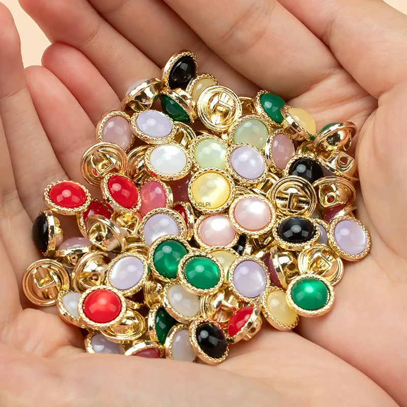 

Metal Round 10mm Pearl Button New Chinese Style Shirt Cardigan Decorative Button Handmade Cat Eye Stone Button