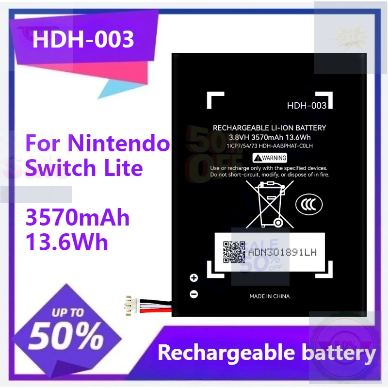 

HDH-003 New Li-ion Battery 1-2Pcs for Nintendo Switch Lite HDH-001 HDH-003 HDH-A-BPHAT-C0 1/CP7/54/73 3570mAh 13.6Wh