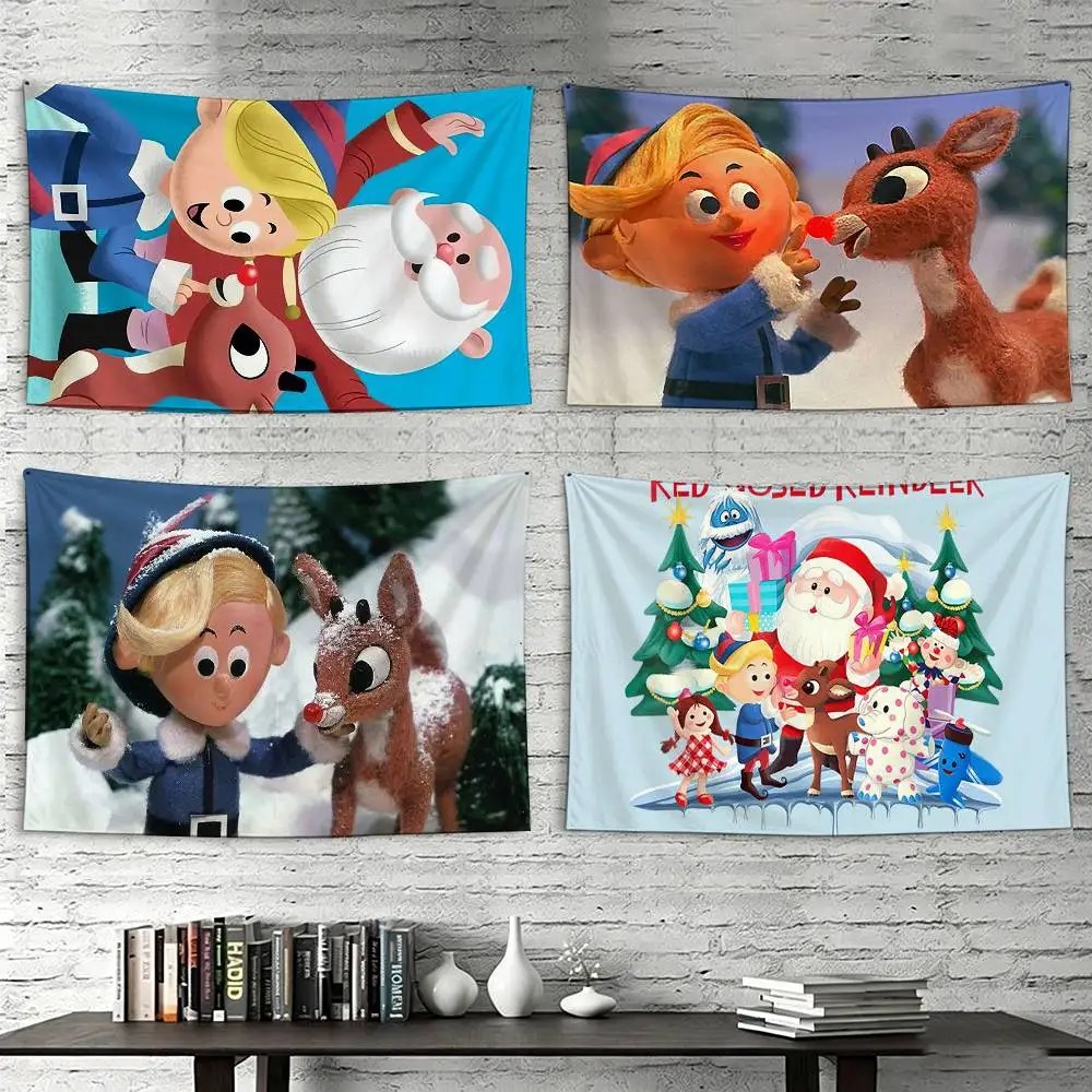 Rudolph the Red-Nosed Reindeer  Flags Wall Hanging Tapestry Outdoor Garage Room Decorative flag Background Blanket