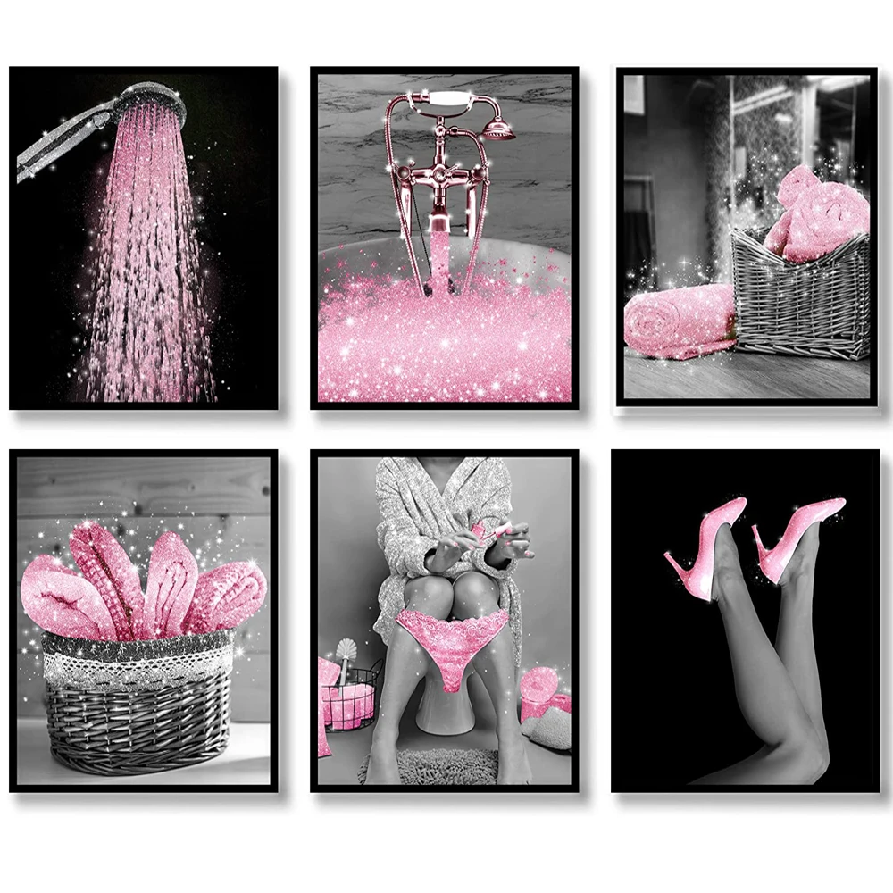 Diamond Painting New Arrival 2023 Home Decor Pink Fashion Woman Mosaic Embroidery Gorgeous Glitter Feminine Funny Bathroom Decor