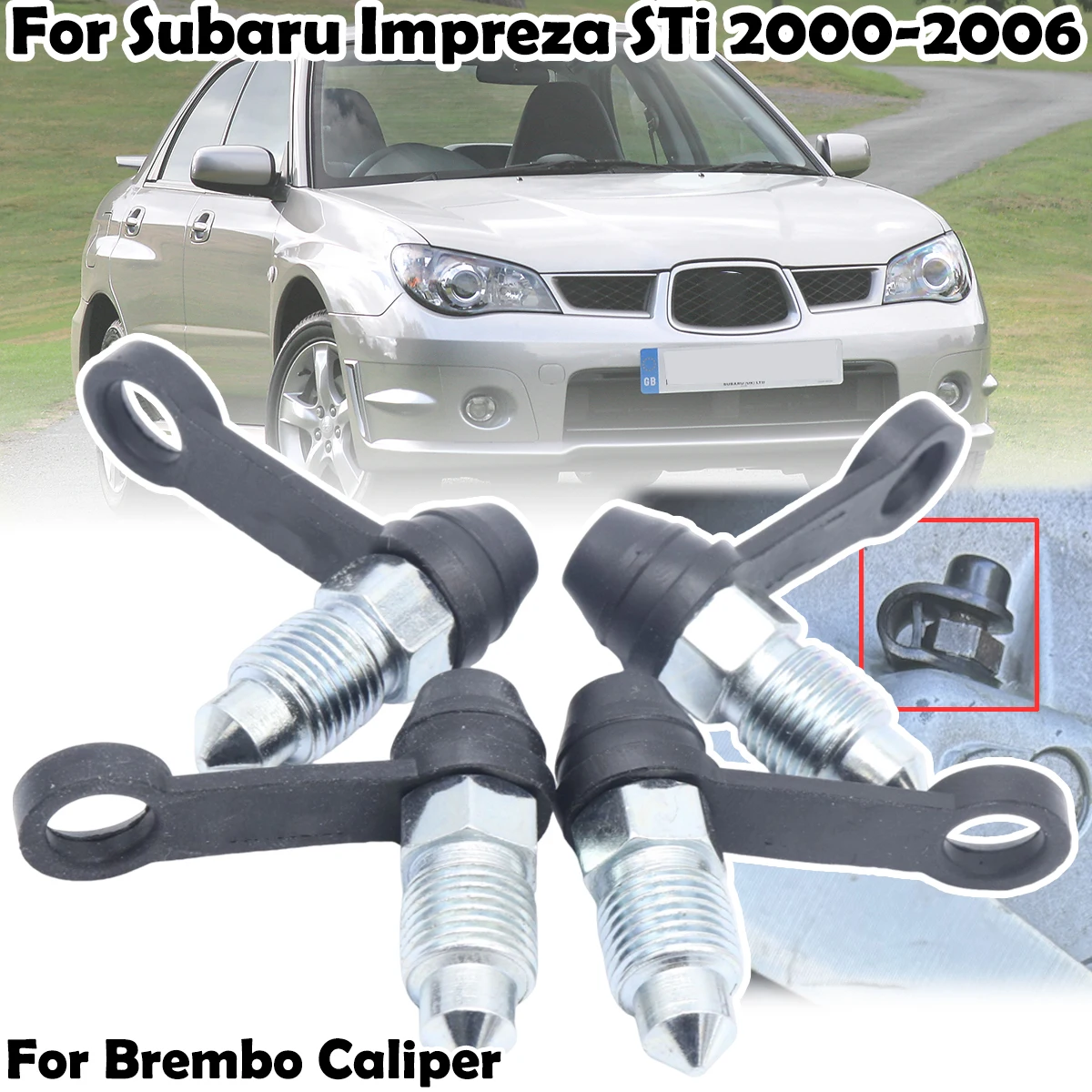 

For Subaru Impreza STi 2000 - 2006 Car Rear Bleeder Valves and Rubber Dust Caps Left Right Caliper Bleed Nipple Screw Repair Kit