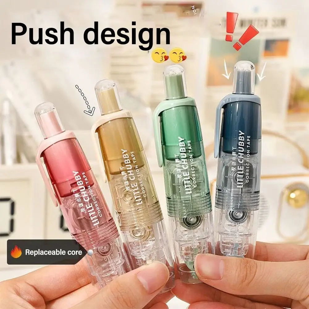 Cute 360 Degree Rotation Head Press Replaceable Core Correction Tape Pen Shape Corrector Students Altered School Office Supplies