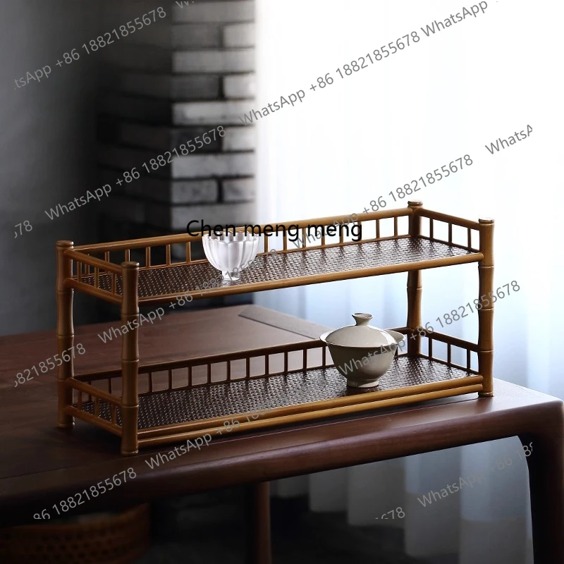 Teacup rack, tea set storage rack, two-layer purple sand display rack