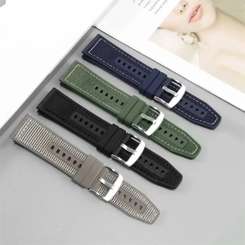 22mm Nylon Composite Silicone Strap for Xiaomi Watch 5 S5 S4-3 Bracelet Oneplus Watch 4 3 2R Lite Band OPPO Watch S X3 X2 4 Pro