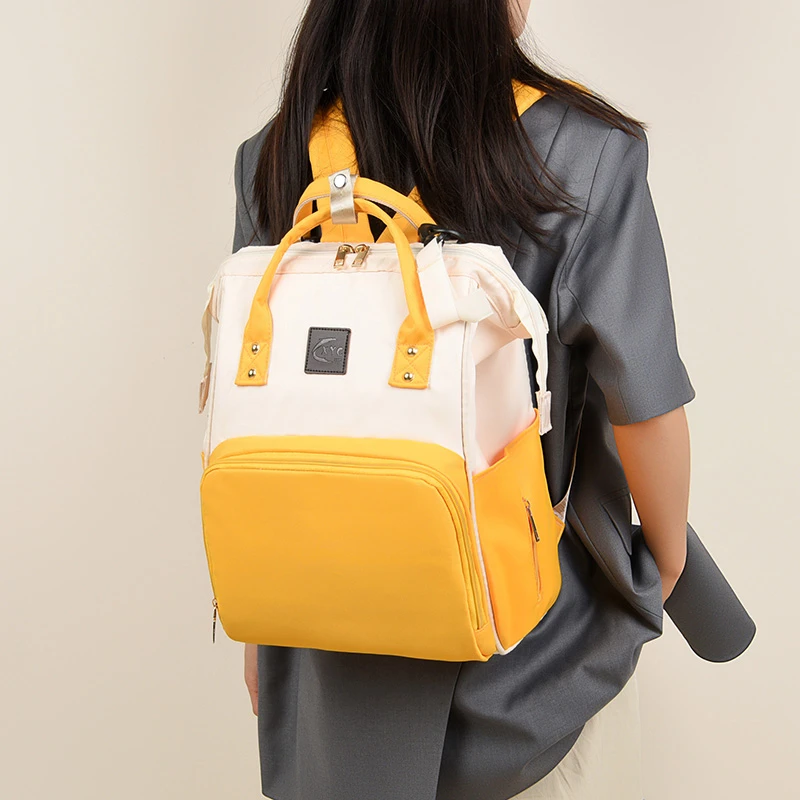 Mommy bag 2024 new color contrast mother and child bags go out large capacity fashion multi-functional backpack