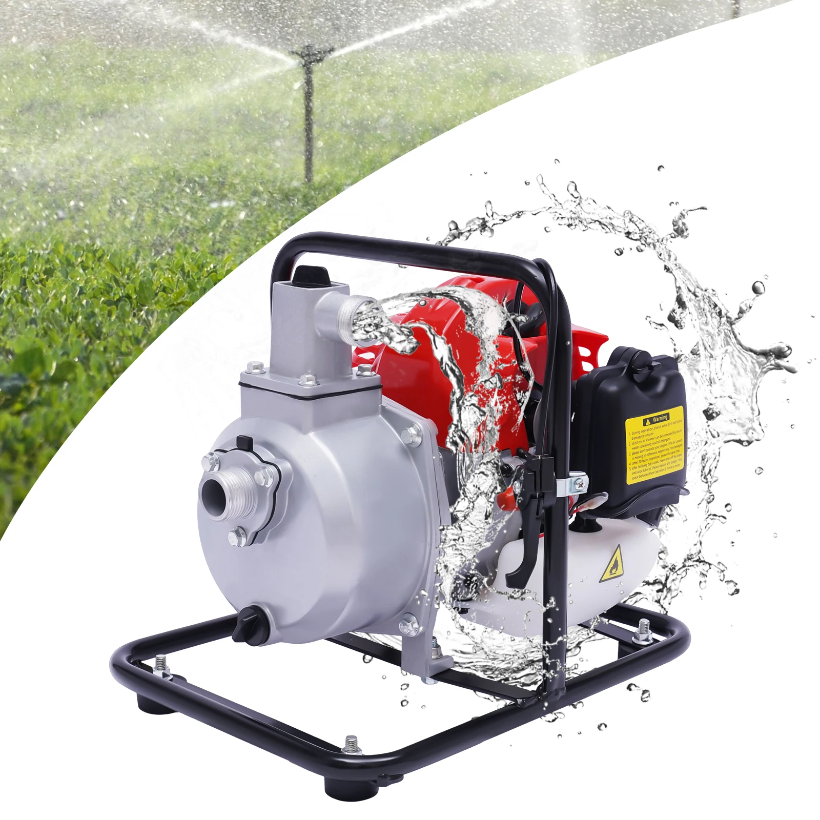 Portable Water Pump 1250W 43cc Engine High Efficiency Irrigation Pump 0.26gal Fuel Tank Long-term Endurance and Energy Saving