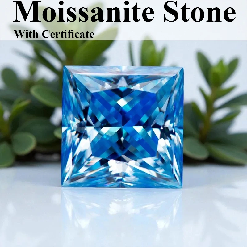 

Moissanite Stone Ice Blue Color Princess Cut Lab Grown Artificial Gemstone Jewelry Making Material With Certificate