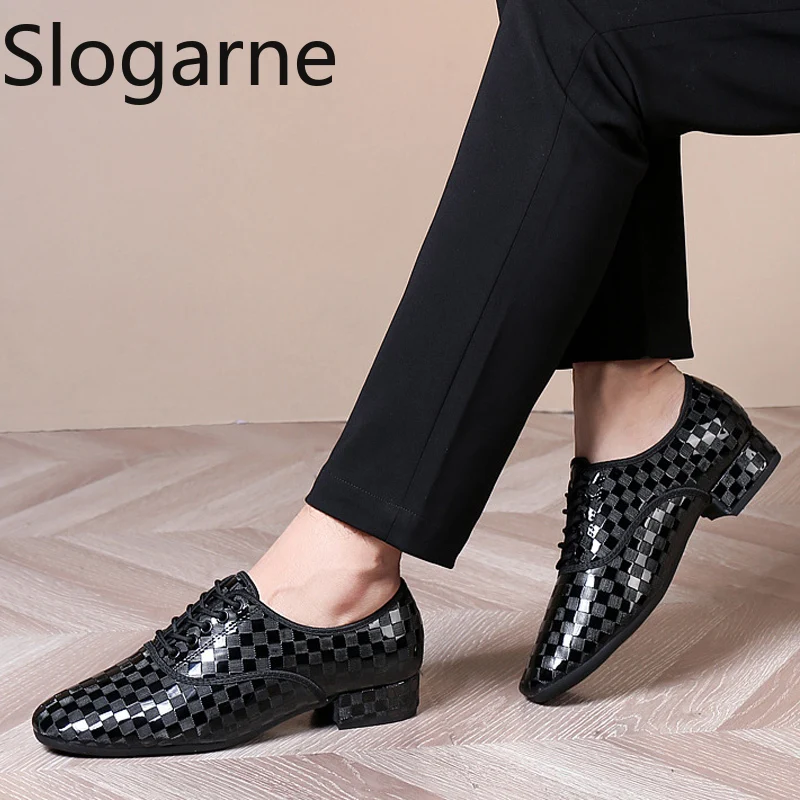 Male New Latin Shoes Men Leather Tango Waltz Jazz Modern Ballroom Dance Shoes Man 3CM Heels Leather Casual Shoes Dance Footwear