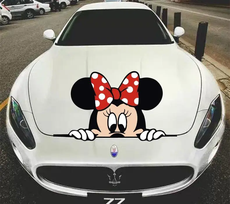 Disney Mickey Car Stickers Anime Cartoon Minnie Creative Rearview Mirror Rear Bar Cover Scratches Creative Car Stickers Toy Gift