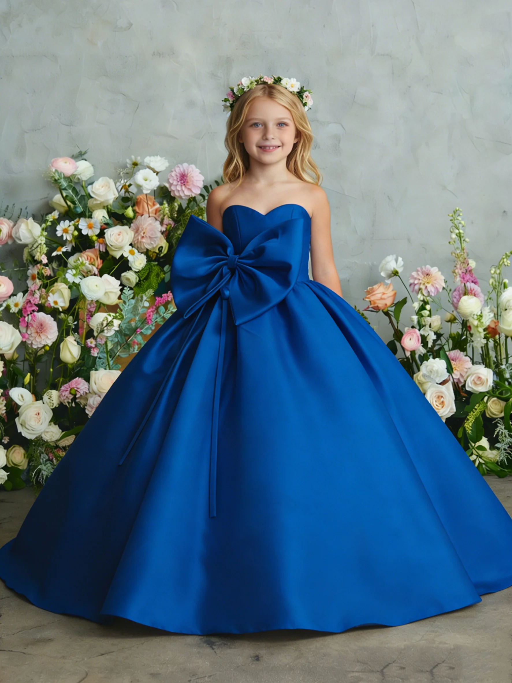 Pink Flower Gierl Dress for Wedding Pearls Beading Tulle Puffy Princess Kids Birthday Party First Communion Ball Gown Customized