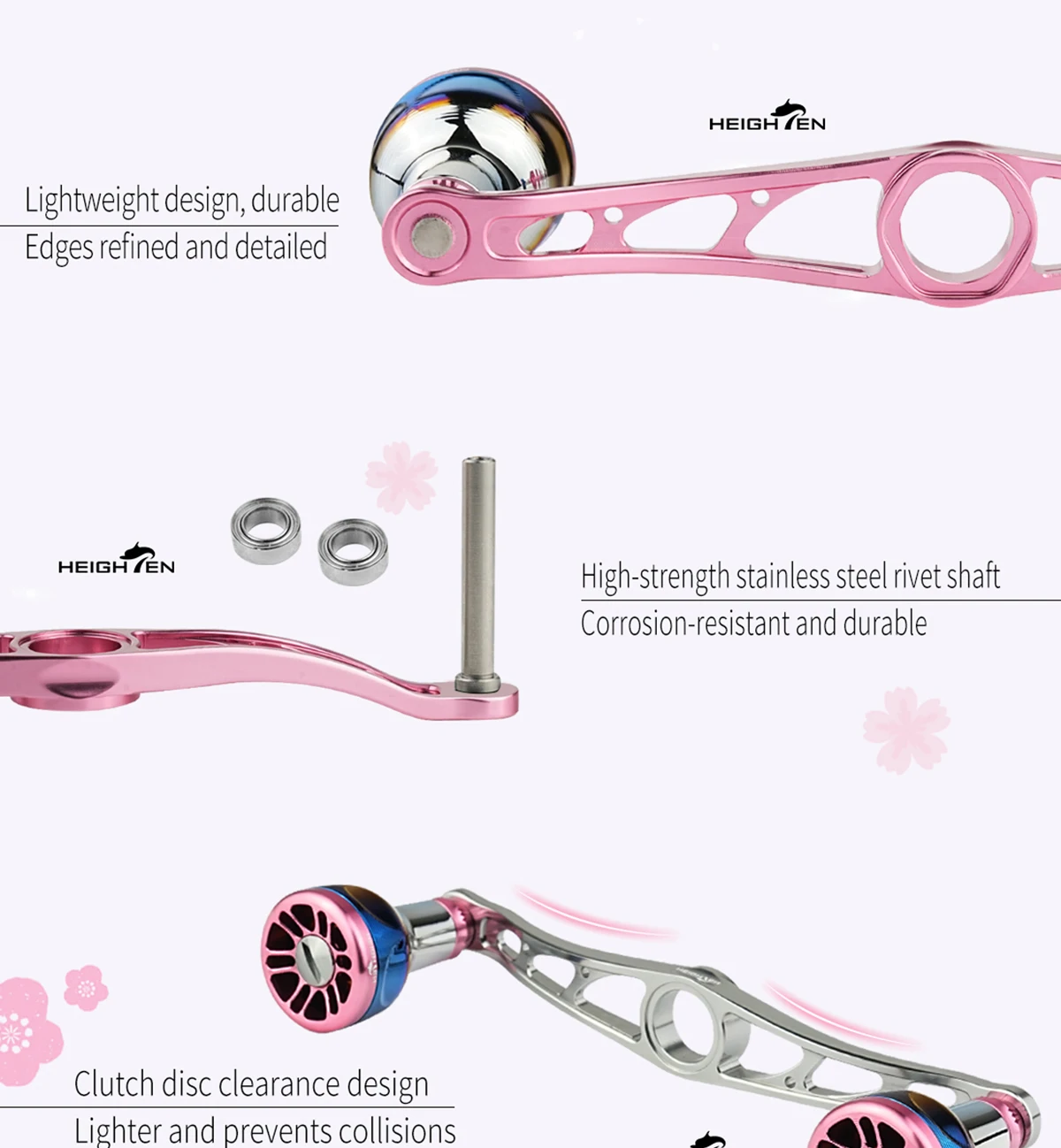 HEIGHTEN Baitcaster Dual Handle 115 mm Achsabstand mit 24,5 mm Farbverlaufsknopf Köderangeln Modifikationszubehör – Detail 4