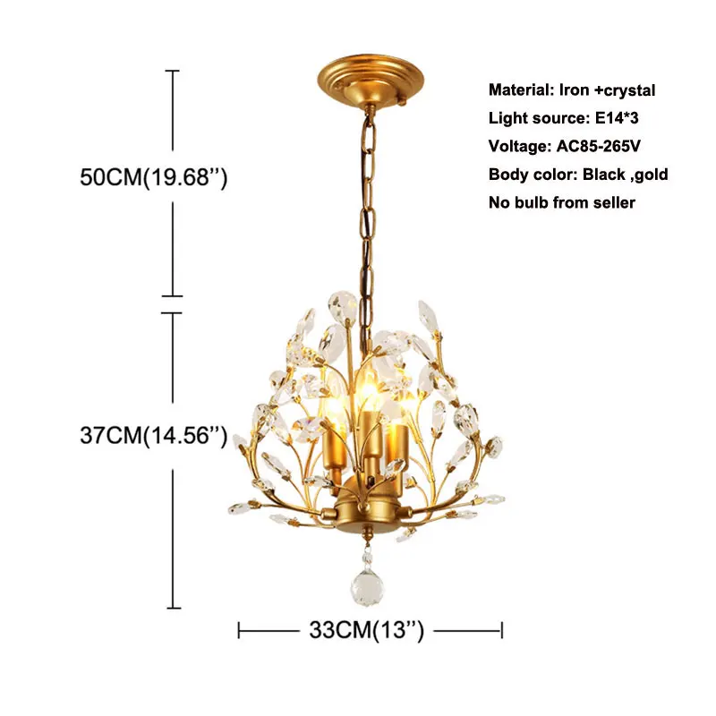 American Crystal Chandelier Creative Personality Living Room Lamp Modern Simple Bedroom Restaurant Nordic Candle E14 Chandelier