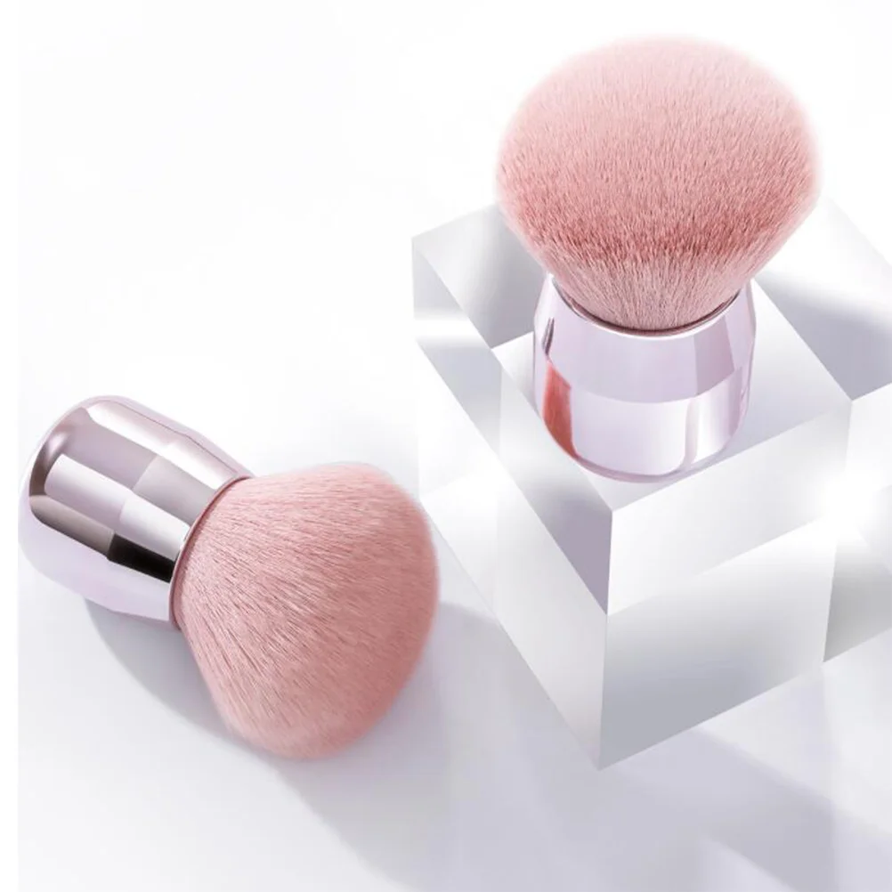 Zestaw 2 pędzli do makijażu, przenośne pędzle w kształcie grzybka, pędzel do pudru i różu, miękkie włókno, ergonomiczny uchwyt, naturalny makijaż