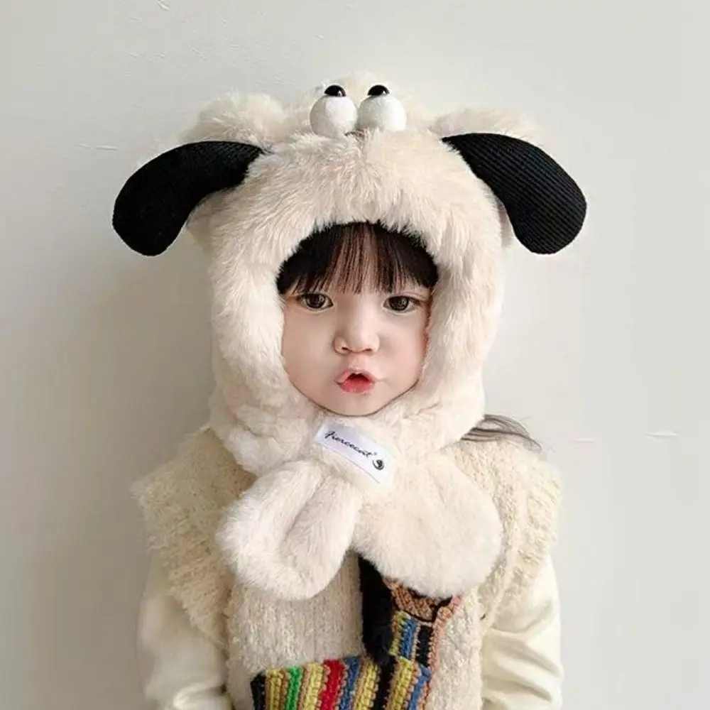 

Fashion Creative Cute Hooded Scarf Puppy Funny Winter Warm Hat Dog Ears Thickened Baby Ear Protection Hat Cold Weather