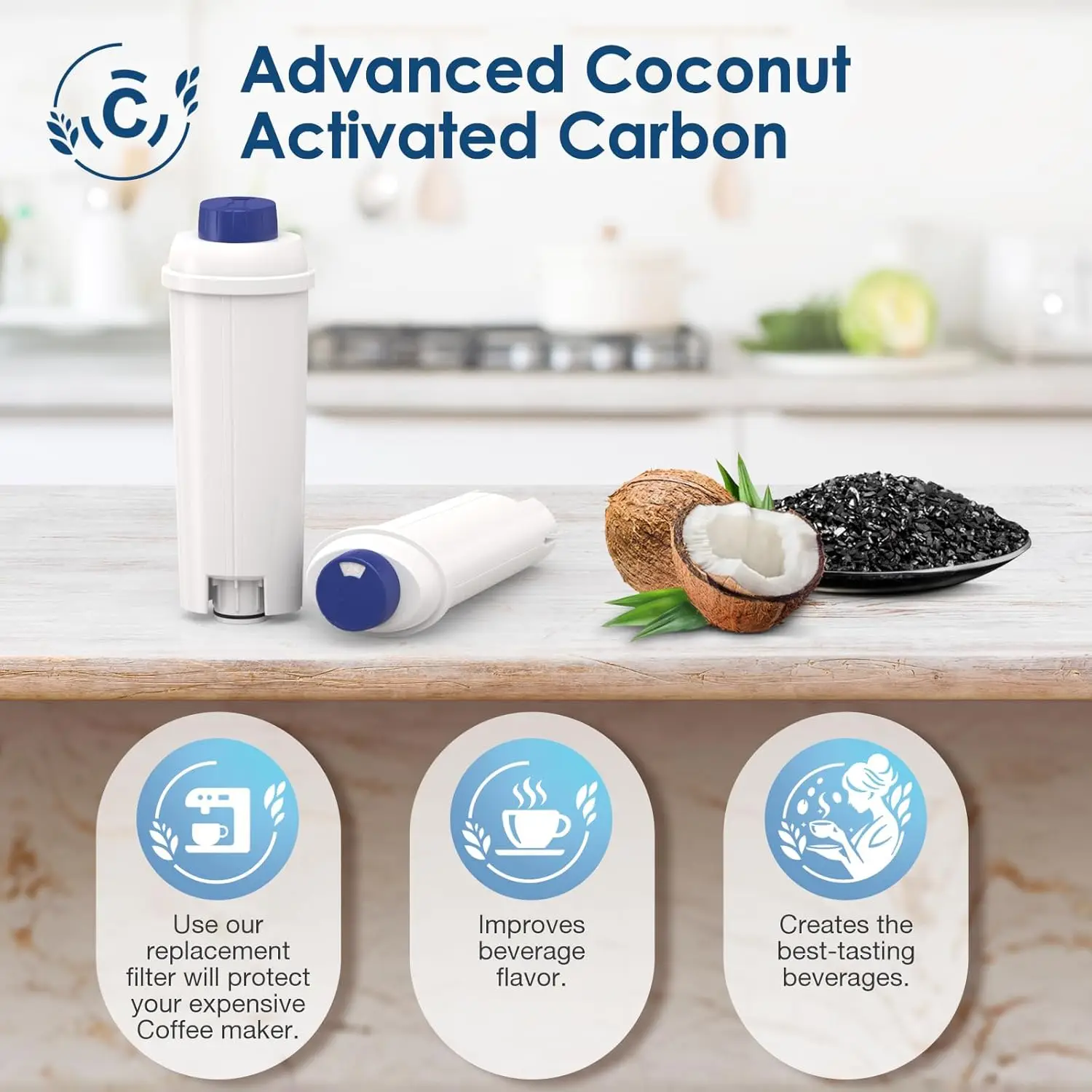 DLSC002 Water Filter Replacement Compatible With Delonghi Coffee Machine Filter Activated Carbon Softener For De'longhi image 6
