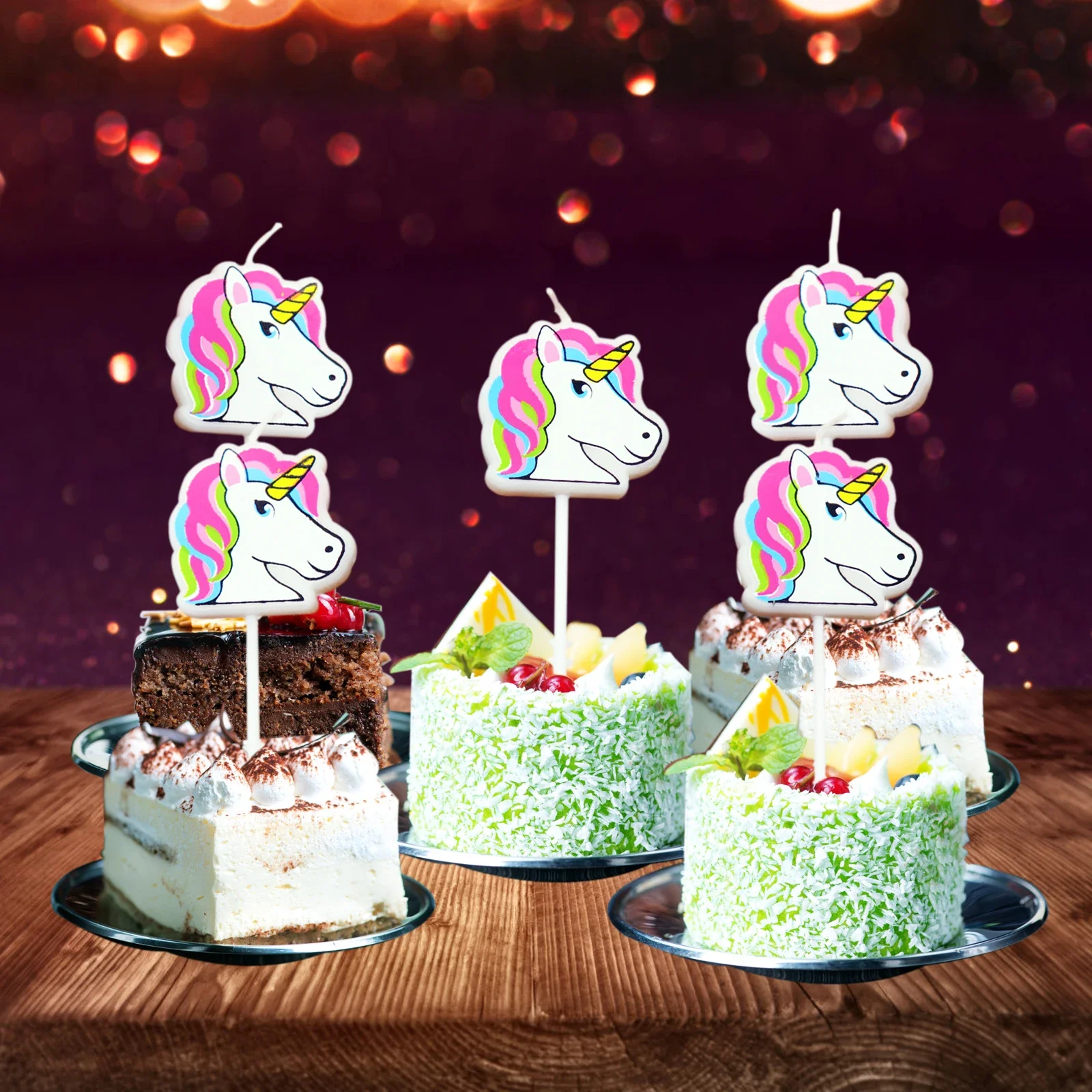 Hot 1set/5pcs Cartoon Unicorn Flamingo Cake Candles For kids baby shower Happy Birthday party DIY cake decorations Girls Gifts