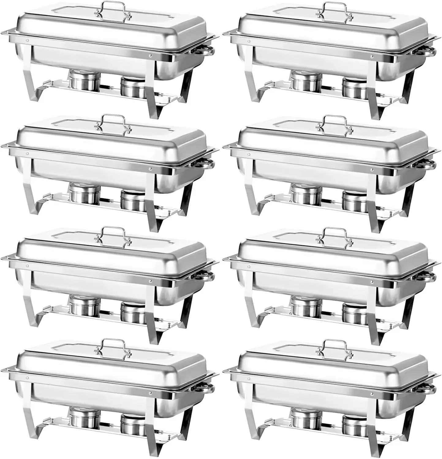 

Chafing Dish Buffet Set 8 Pack 8QT Stainless Steel Food Warmer Chafer Complete Set with Water Pan, Chafing Fuel Holder for Party