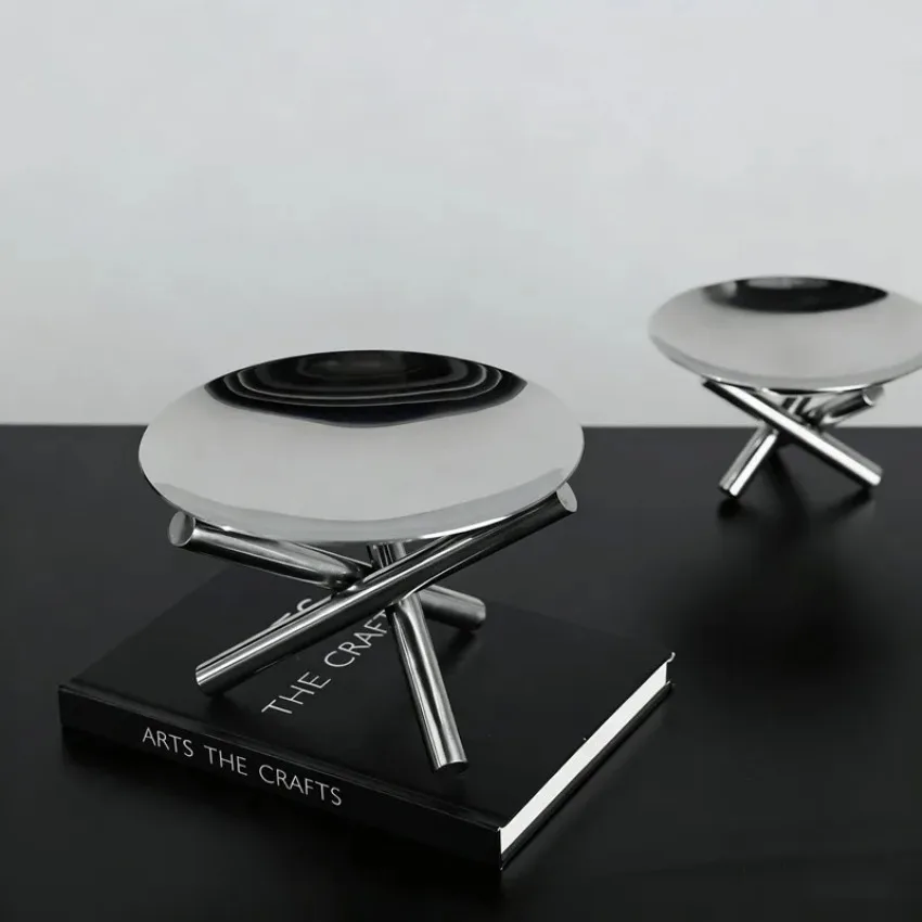 Modern Minimalist Metal Fruit Trays Stainless Steel Dessert Plates Dining Table Ornaments Fruit Decoration Pallet Dim Sum Trays