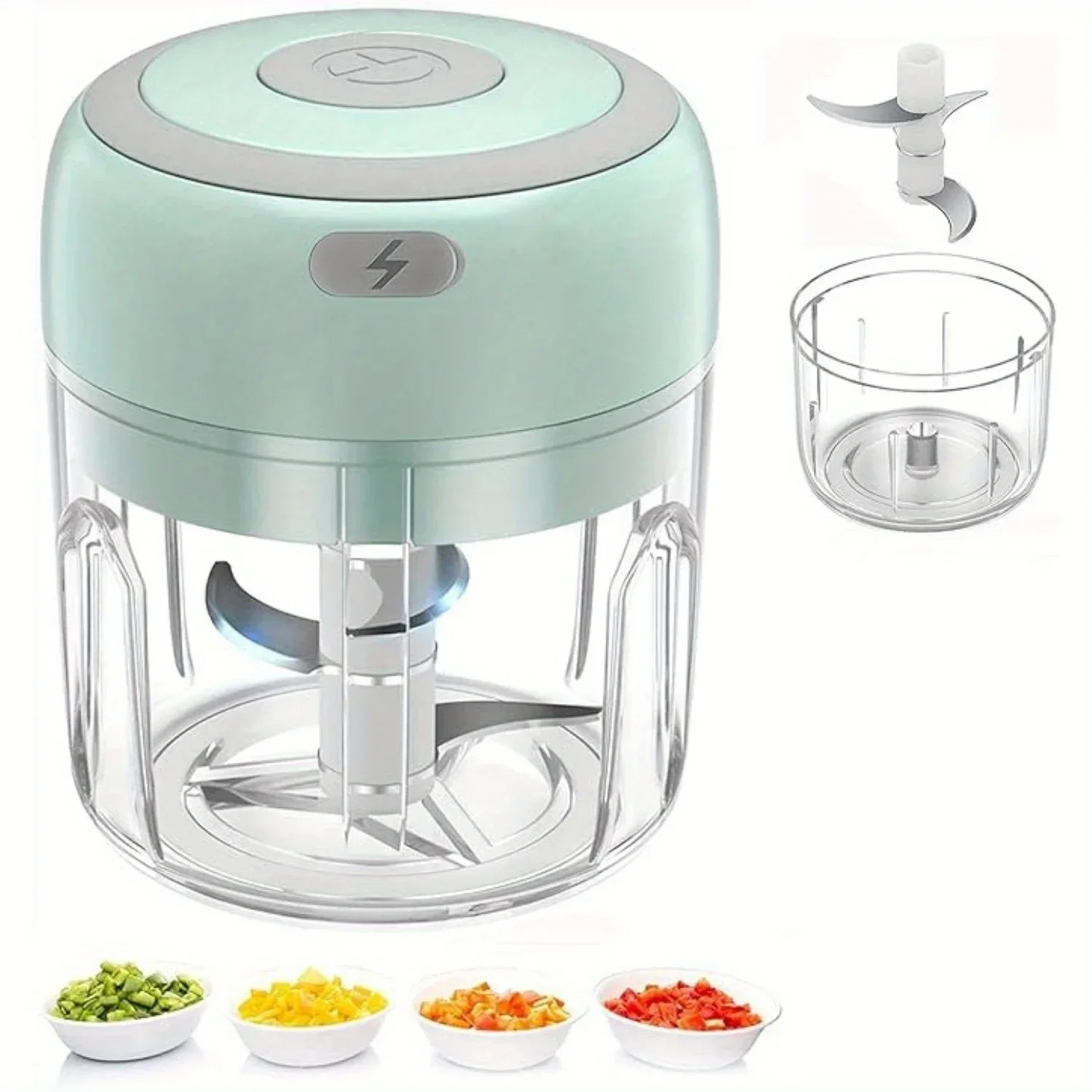 Electric Garlic Chopper Portable USB Charging Garlic Vegetable Chopper 250ml, Vegetable Blender