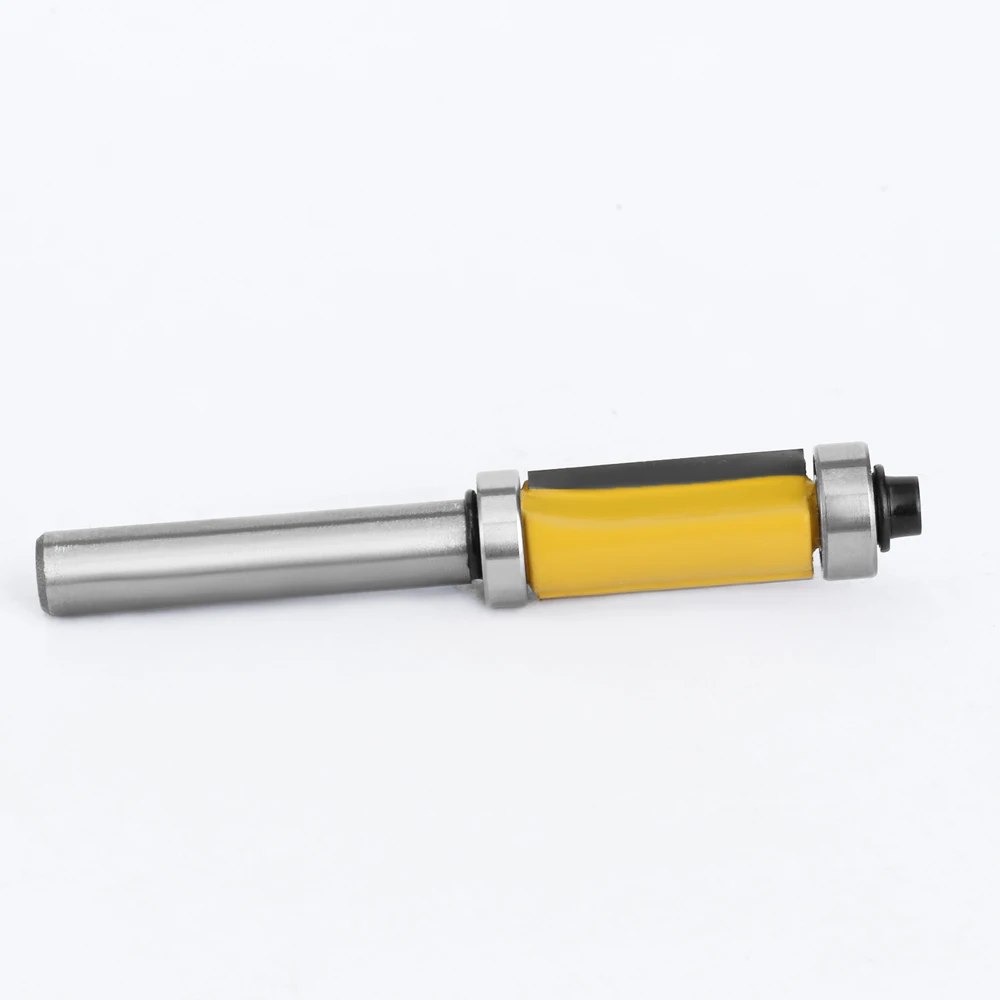 LAVIE-Carbide Flush Router Bit, rolamento duplo, corte reto, faca de corte, fresa, 8 milímetros Shank, Carpintaria, 1\