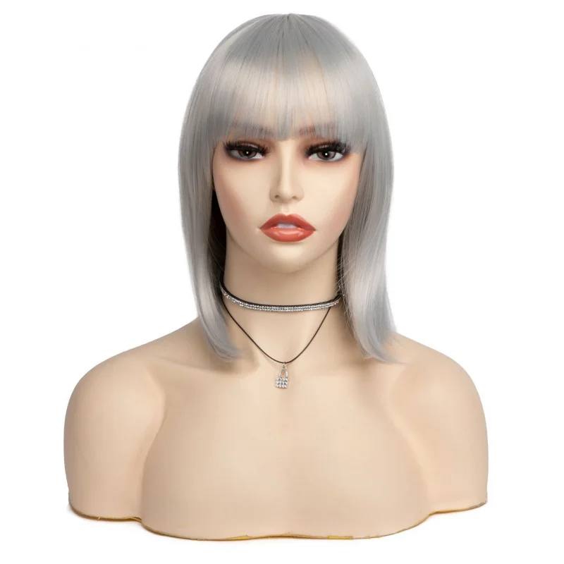 

Short straight bob wig for girls with bangs