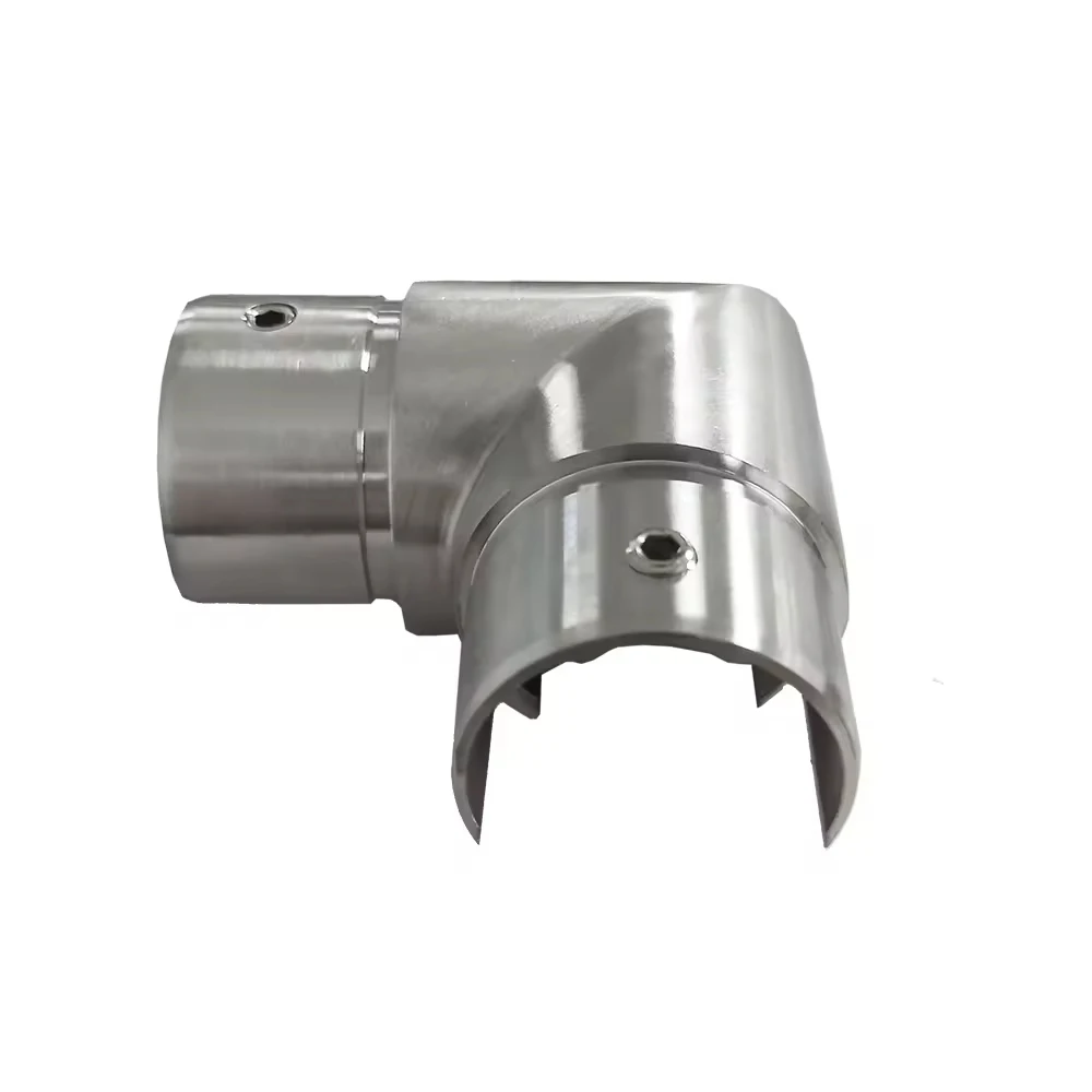 Custom-made stainless steel railing round tube fittings Cylindrical staircase glass handrail Durable CNC machining center Polish