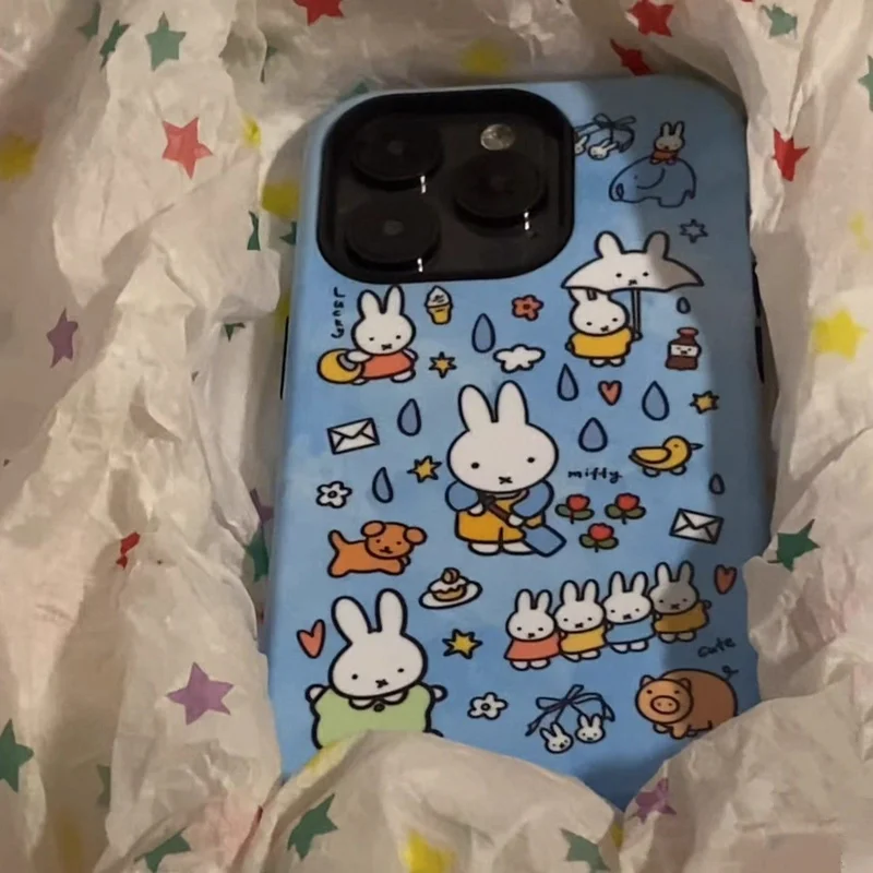 Anime Miffy Applicable To IPhone17promax Mobile Phone Case 16 15 14p 2-in-1 Double Layer Kawaii Lovely Exquisite Comfortable New