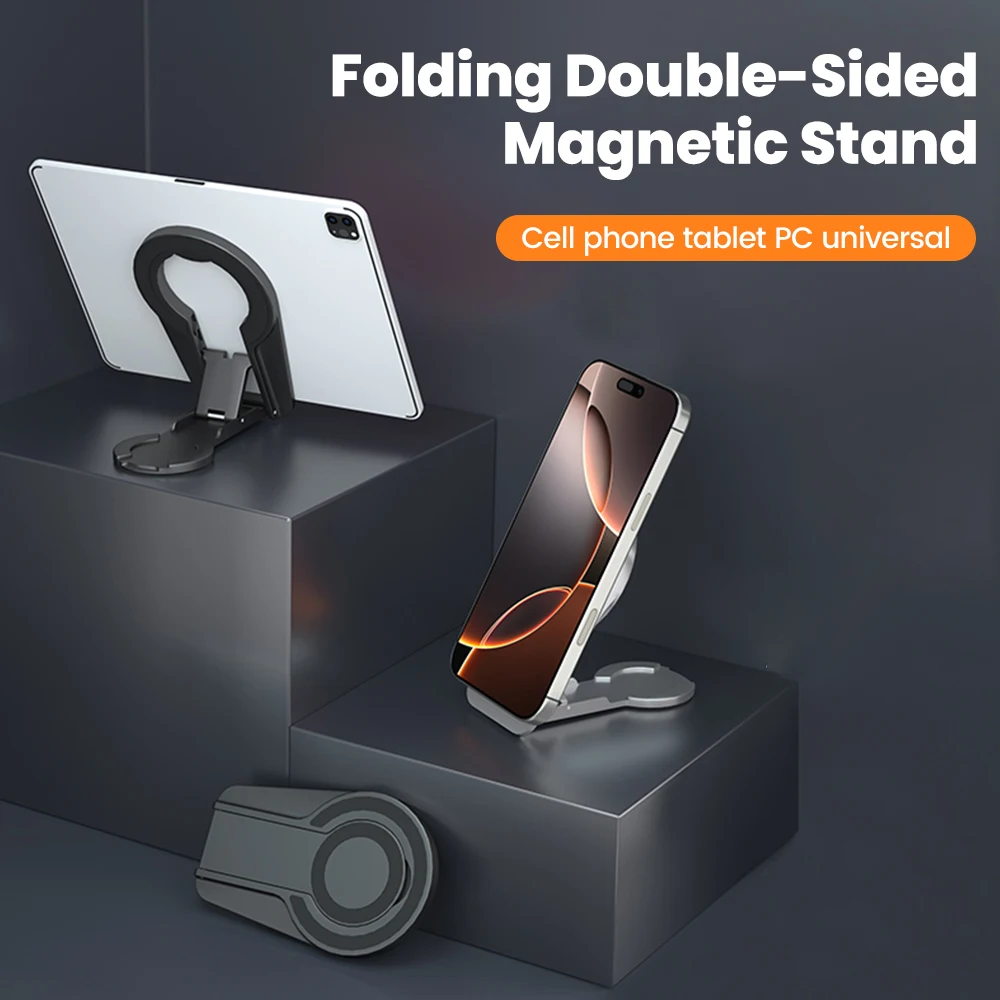 

Double Sided Magnetic Portable Phone Bracket Ring Buckle Desktop Foldable Phone Holder Suitable for IPhone Xiaomi Samsung Huawei
