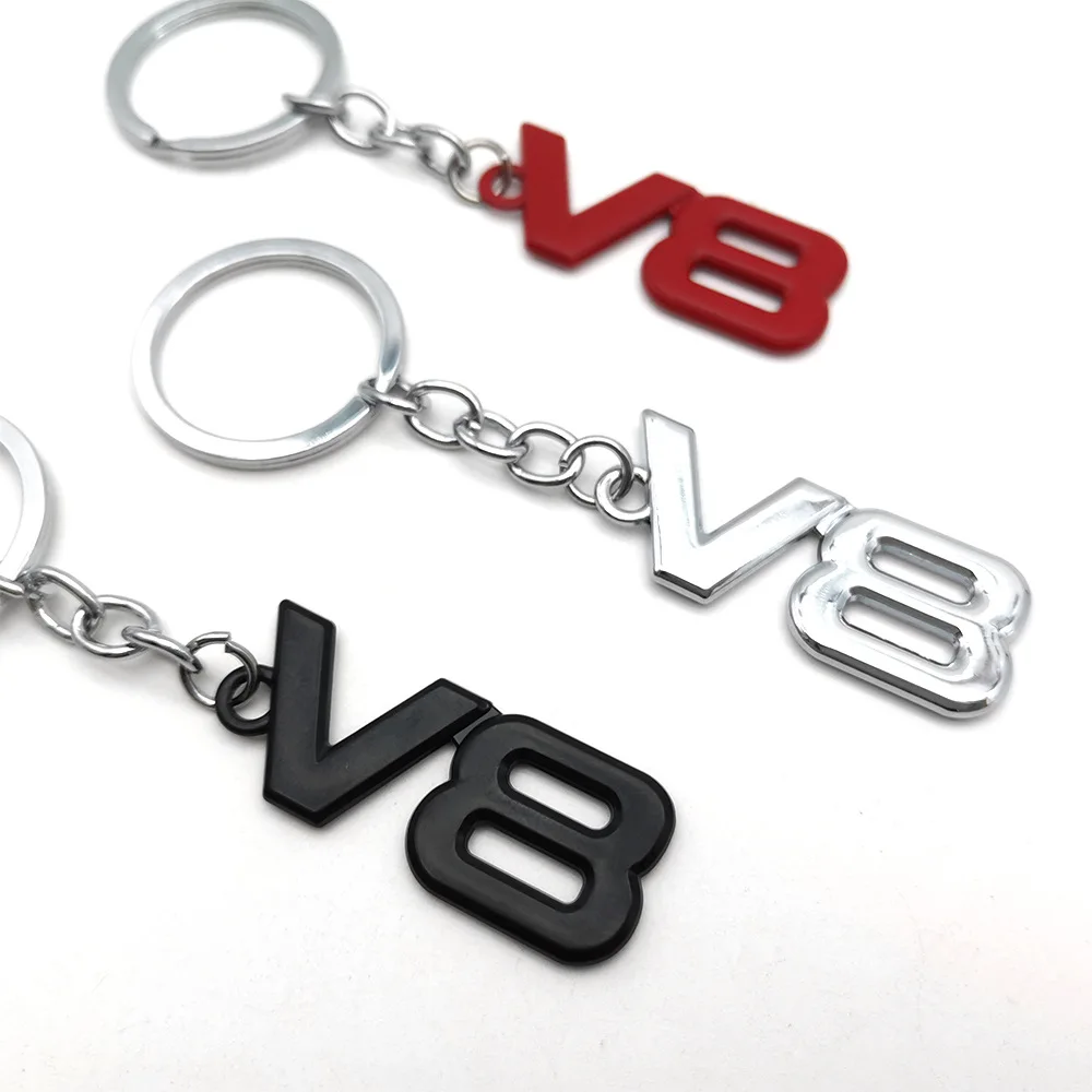 V8 Logo Car Metal KeyChain Key Rings for Toyota Aygo CHR Auris Rav4 Yaris Corolla Avalon Avensis Exterior Accessories